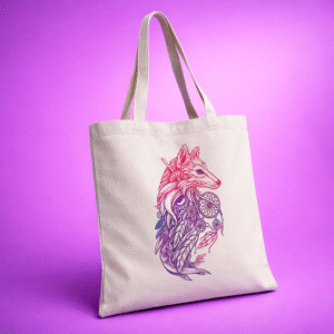 bolsa reutilizable zorro tribal / tamaño 37×42 cm.