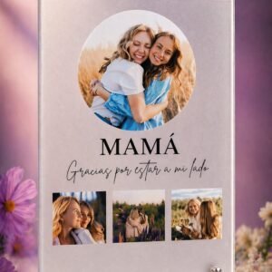 recuerdo día de la madre en cristal estampado sublimado con soporte